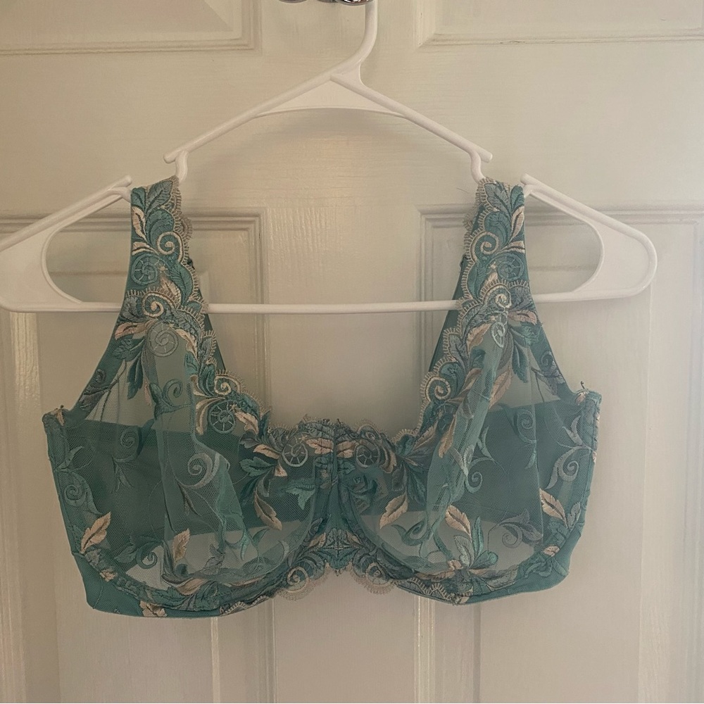 Soma Blue/Green Lace Unlined Underwire Bra Size 34G